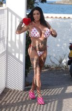 KATIE PRICE in a Red & White Polka-dot Bikini in Ibiza 08/01/2023