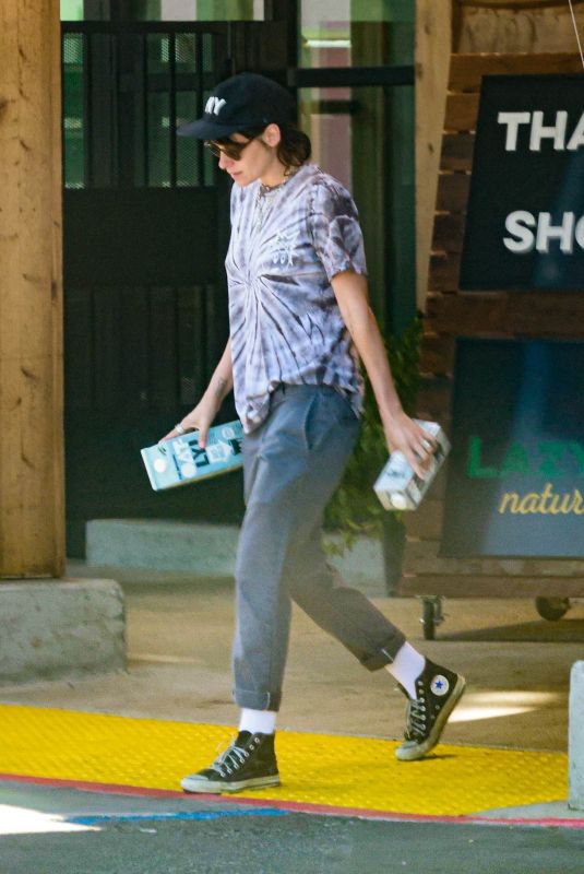 KRISTEN STEWART Out Shopping for Oat Milk with Her Assistant in Los Feliz 08/04/2023