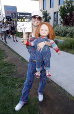 KYRA GARDNER, HANNAH MAY CUMMING and BARBARA CRAMPTON at SAG-Aftra and WGA Picket Line in Los Angeles 08/14/2023
