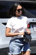 LORI HARVEY in Denim Shorts Out in Los Angeles 08/18/2023