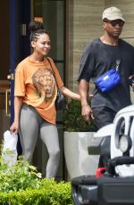 MEAGAN GOOD Leaves a Skincare Store on Melrose Place in West Hollywood 08/008/2023