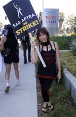 NAOMI GROSSMAN at SAG-Aftra and WGA Picket Line at Netflix Offices in Los Angeles 08/14/2023