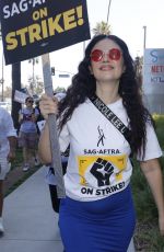 NATASHA BLASICK at SAG-Aftra and WGA Picket Line at Netflix Offices in Los Angeles 08/14/2023