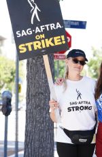 OLIVIA TAYLOR DUDLEY at Sag-aftra and Wga Strike at CBS Studios in Studio City 08/14/2023