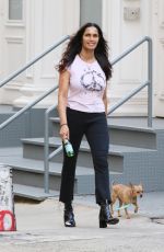 PADMA LAKSHMI Out with Her Dog Divina in New York 08/30/2023