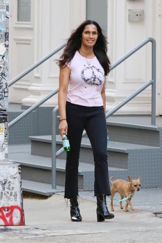 PADMA LAKSHMI Out with Her Dog Divina in New York 08/30/2023