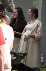 PHOEBE DYNEVOR on the Set of Her New Movie Anniversary in Dublin 08/21/2023