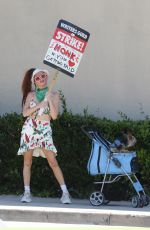 PHOEBE PRICE at SAG-AFTRA Strike at Warner Bros. Studios in Los Angeles 08/08/2023