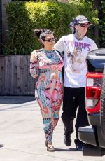 Pregnant KOURTNEY KARDASHIAN and Travis Barker Cruise in Their Barbie-inspired Classic SUV in Calabasas 08/06/2023