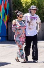 Pregnant KOURTNEY KARDASHIAN and Travis Barker Cruise in Their Barbie-inspired Classic SUV in Calabasas 08/06/2023