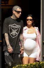 Pregnant KOURTNEY KARDASHIAN and Travis Barker Out in Santa Barbara 08/23/2023