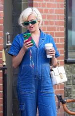 Pregnant PIXIE LOTT in Double Denim Out in London 08/23/2023