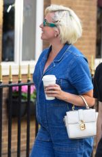 Pregnant PIXIE LOTT in Double Denim Out in London 08/23/2023