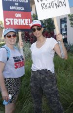 RACHEL BLOOM and SARAH SILVVERMAN at SAG-Aftra and WGA Picket Line at Netflix Offices in Los Angeles 08/14/2023