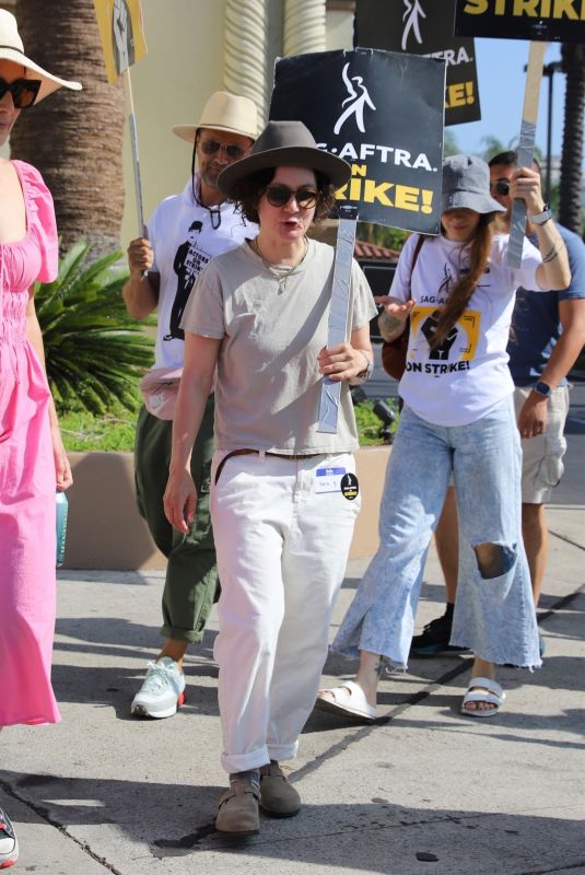 SARA GILBERT at SAG Strike at Paramount Studios in Los Angeles 08/07/2023
