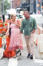 TAYLOR NEISEN and Liev Schreiber Out with Their Dog in New York 08/14/2023