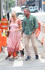 TAYLOR NEISEN and Liev Schreiber Out with Their Dog in New York 08/14/2023