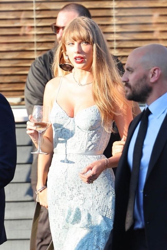 TAYLOR SWIFT and ZOE KRAVITZ Heading to Margaret Qualley and Jack Antonoff Wedding Party in Beach Haven 08/19/2023