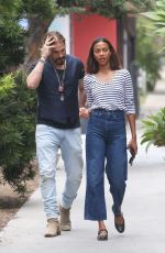 ZOE SALDANA and Marco Perego Out for Lunch in Santa Monica 08/14/2023