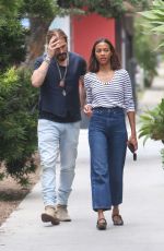 ZOE SALDANA and Marco Perego Out for Lunch in Santa Monica 08/14/2023