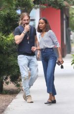 ZOE SALDANA and Marco Perego Out for Lunch in Santa Monica 08/14/2023