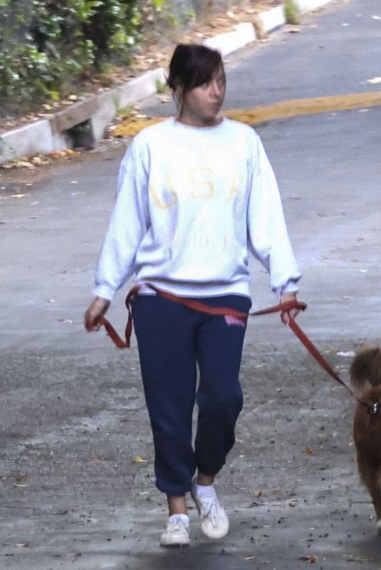 AUBREY PLAZA Out with Her Dog in Los Feliz 09/04/2023