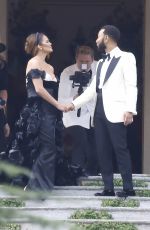 CHRISSY TEIGEN and John Legend on Balcony of Villa Passalacqua in Como 09/16/2023