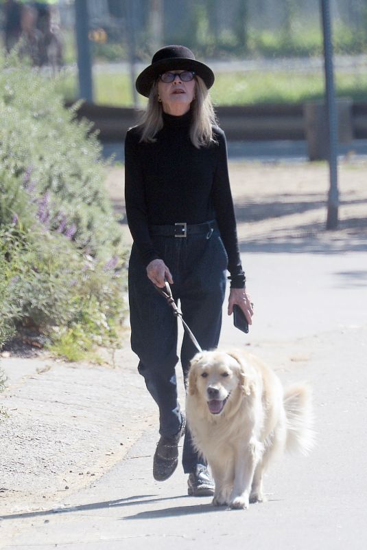DIANE KEATON Out for a Dog Walk in Los Angeles 09/25/2023