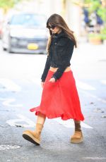 EMILY RATAJKOWSKI in a Red Skirt Out in New York 09/22/2023