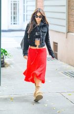 EMILY RATAJKOWSKI in a Red Skirt Out in New York 09/22/2023