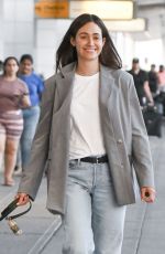EMMY ROSSUM Out with her Dog at JFK Airport in New York 09/06/2023