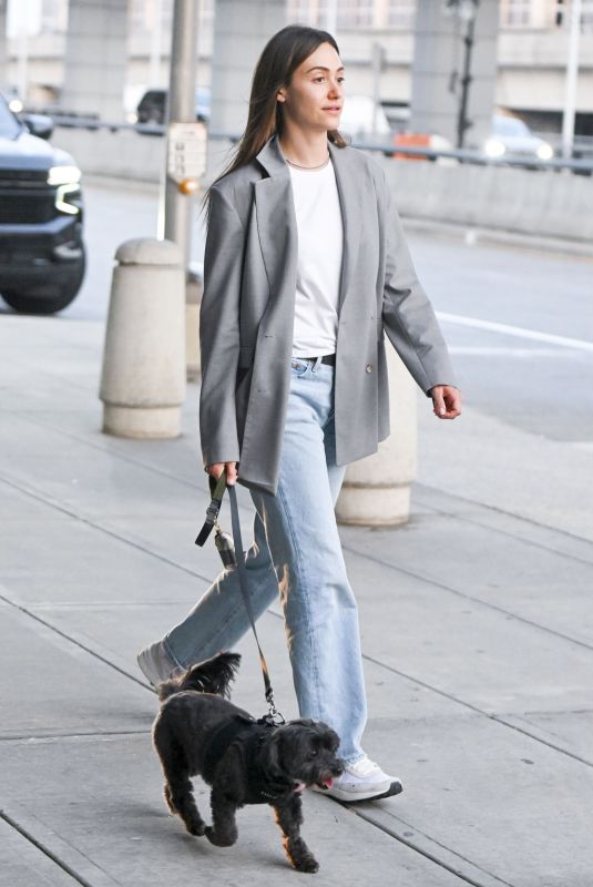 EMMY ROSSUM Out with her Dog at JFK Airport in New York 09/06/2023