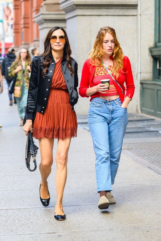 FAMKE JANSSEN Out with Friend in New York 09/28/2023