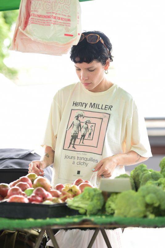 HALSEY Shopping at a Farmers Market in Los Angeles 09/03/2023