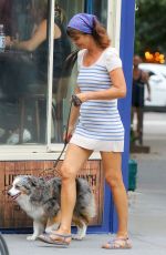 HELENA CHRISTENSEN Out with Her Dog in New York 09/07/2023