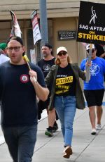 JERI RYAN at SAG/AFTRA Picket Lines at Warner Bros Studios in Burbank 09/06/2023