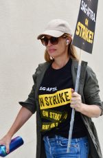 JERI RYAN at SAG/AFTRA Picket Lines at Warner Bros Studios in Burbank 09/06/2023