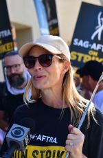JERI RYAN at SAG/AFTRA Strike Picket Lines at Warner Bros Studios in Burbank 09/26/2023