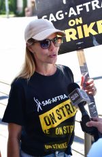 JERI RYAN at SAG/AFTRA Strike Picket Lines at Warner Bros Studios in Burbank 09/26/2023