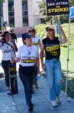 JERI RYAN at SAG/AFTRA Strike Picket Lines at Warner Bros Studios in Burbank 09/26/2023