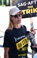 JERI RYAN at SAG/AFTRA Strike Picket Lines at Warner Bros Studios in Burbank 09/26/2023