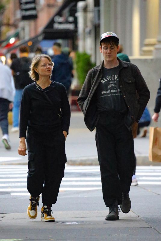 JODIE FOSTER Out with Her Son Kit in New York 09/23/2023