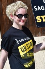 JULIA GARNER at SAG/AFTRA Strike at Disney Studios in Burbank 09/08/2023