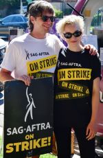 JULIA GARNER at SAG/AFTRA Strike at Disney Studios in Burbank 09/08/2023