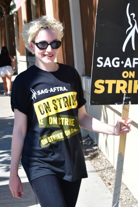 JULIA GARNER at SAG/AFTRA Strike at Disney Studios in Burbank 09/08/2023