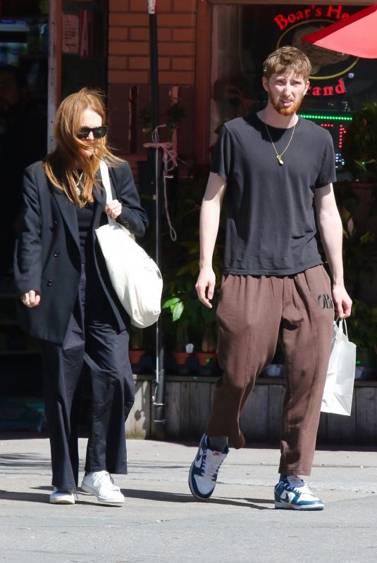 JULIANNE MOORE Out Shopping with Her Son Caleb in New York 09/14/2023