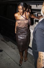 JUSTINE SKYE Arrives at Hailey Bieber