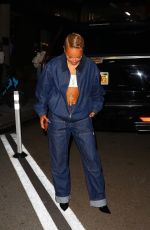 KARRUECHE TRAN in Double Denim Night Out at New York Fashion Week 09/08/2023