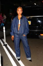 KARRUECHE TRAN in Double Denim Night Out at New York Fashion Week 09/08/2023
