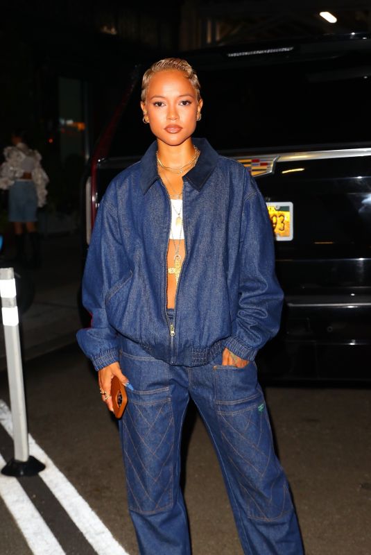 KARRUECHE TRAN in Double Denim Night Out at New York Fashion Week 09/08/2023